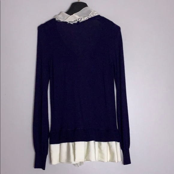 Plastic Island Private School Lace Detail peek a boo navy blue Cardigan - Picture 2 of 8